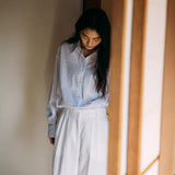 SIPT7163 Washed Half-Banding Slacks_White