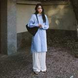 SIPT7163 Washed Half-Banding Slacks_White