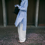 SIPT7163 Washed Half-Banding Slacks_White