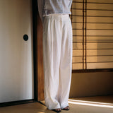 SIPT7163 Washed Half-Banding Slacks_White