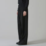 SIPT7174 Heavy Twill One-Tuck Curved Slacks_Black