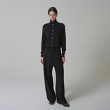 SIPT7174 Heavy Twill One-Tuck Curved Slacks_Black