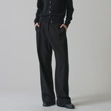 SIPT7174 Heavy Twill One-Tuck Curved Slacks_Black