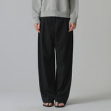 SIPT7174 Heavy Twill One-Tuck Curved Slacks_Black