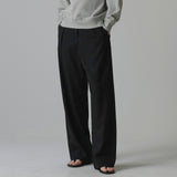 SIPT7174 Heavy Twill One-Tuck Curved Slacks_Black