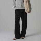 SIPT7174 Heavy Twill One-Tuck Curved Slacks_Black