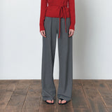 SIPT7192 Comfort Wide Banding Slacks_Melange gray