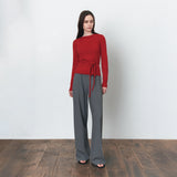 SIPT7192 Comfort Wide Banding Slacks_Melange gray