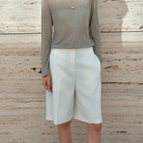 SIPT7200 Minimal Bermuda Pants_Ivory