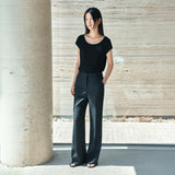 SIPT7202 Draped Bootcut Slacks_Black