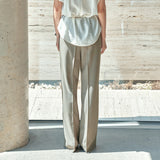 SIPT7202 Draped Bootcut Slacks_Khaki Brown