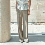 SIPT7202 Draped Bootcut Slacks_Khaki Brown