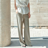 SIPT7202 Draped Bootcut Slacks_Khaki Brown