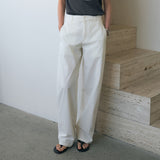SIPT7204 Light Cotton Curved Pants_Ivory