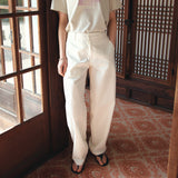 SIPT7204 Light Cotton Curved Pants_Ivory