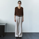 SIPT7213 Bootcut Pintuck Slacks_Ash beige