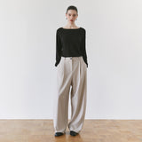 SIPT7214 Layered Curved Slacks_Ash beige