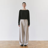 SIPT7214 Layered Curved Slacks_Ash beige