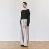 SIPT7214 Layered Curved Slacks_Ash beige