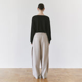 SIPT7214 Layered Curved Slacks_Ash beige