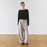 SIPT7214 Layered Curved Slacks_Ash beige