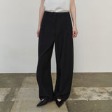 SIPT7214 Layered Curved Slacks_Black