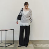 SIPT7214 Layered Curved Slacks_Black