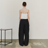 SIPT7214 Layered Curved Slacks_Black