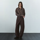 SIPT7214 Layered Curved Slacks_Brown