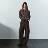 SIPT7214 Layered Curved Slacks_Brown