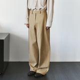 SIPT7215 Belted Curved Cotton Pants_Beige