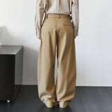 SIPT7215 Belted Curved Cotton Pants_Beige