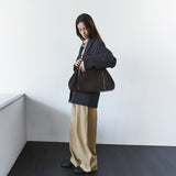 SIPT7215 Belted Curved Cotton Pants_Beige
