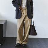 SIPT7215 Belted Curved Cotton Pants_Beige
