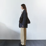 SIPT7215 Belted Curved Cotton Pants_Beige