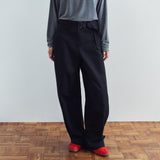 SIPT7215 Belted Curved Cotton Pants_Black