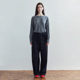 SIPT7215 Belted Curved Cotton Pants_Black