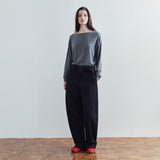 SIPT7215 Belted Curved Cotton Pants_Black