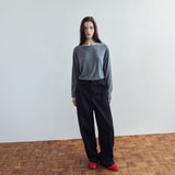 SIPT7215 Belted Curved Cotton Pants_Black
