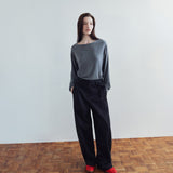 SIPT7215 Belted Curved Cotton Pants_Black