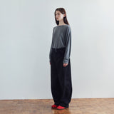 SIPT7215 Belted Curved Cotton Pants_Black