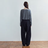 SIPT7215 Belted Curved Cotton Pants_Black