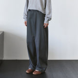 SIPT7215 Belted Curved Cotton Pants_Charcoal