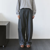 SIPT7215 Belted Curved Cotton Pants_Charcoal