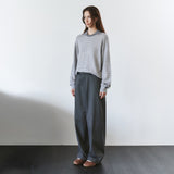 SIPT7215 Belted Curved Cotton Pants_Charcoal
