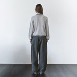 SIPT7215 Belted Curved Cotton Pants_Charcoal