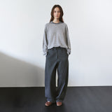 SIPT7215 Belted Curved Cotton Pants_Charcoal