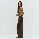 SIPT7219 Double-Weave Curved Pants_Deep brown