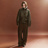 SIPT7219 Double-Weave Curved Pants_Deep brown