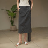 SIST9024 Nylon Purtig Skirt_Charcoal